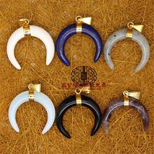 厂家直销个性闪光石吊坠水晶牛角形状饰品 Ebay速卖通海外挂坠