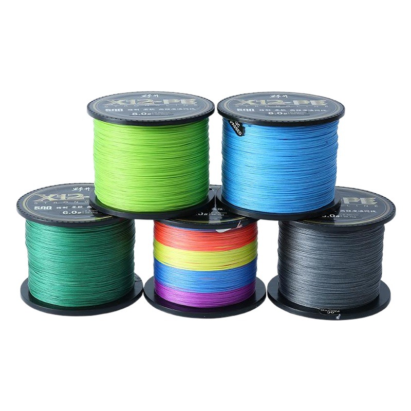 Línea de pesca Noyoi, línea de PE de 12 hebras, 500 metros, línea de pesca Dyneema de alta resistencia, línea principal ultrasuave, sublínea