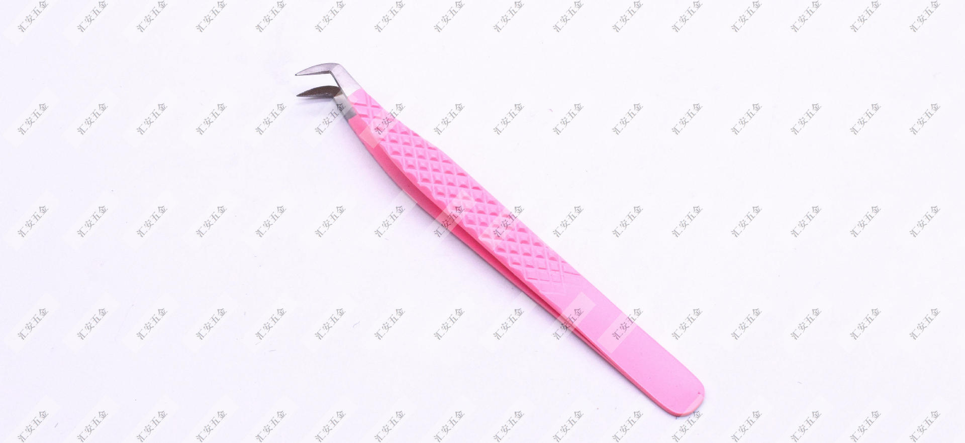 Factory supplies pink embossed fiber-tipped tweezers, fiber tips, high-precision serrated eyelash extension tweezers.