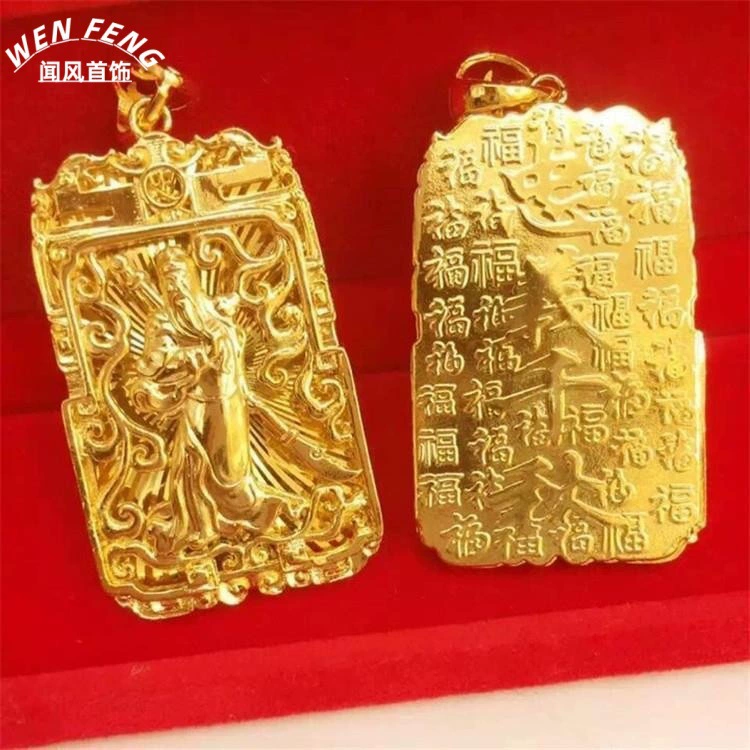 Премиум квадратный кулон Гуань Гун, кулон удачи, этнический стиль, унисекс, квадратный кулон Гуань Гун, ожерелье, оптовая продажа