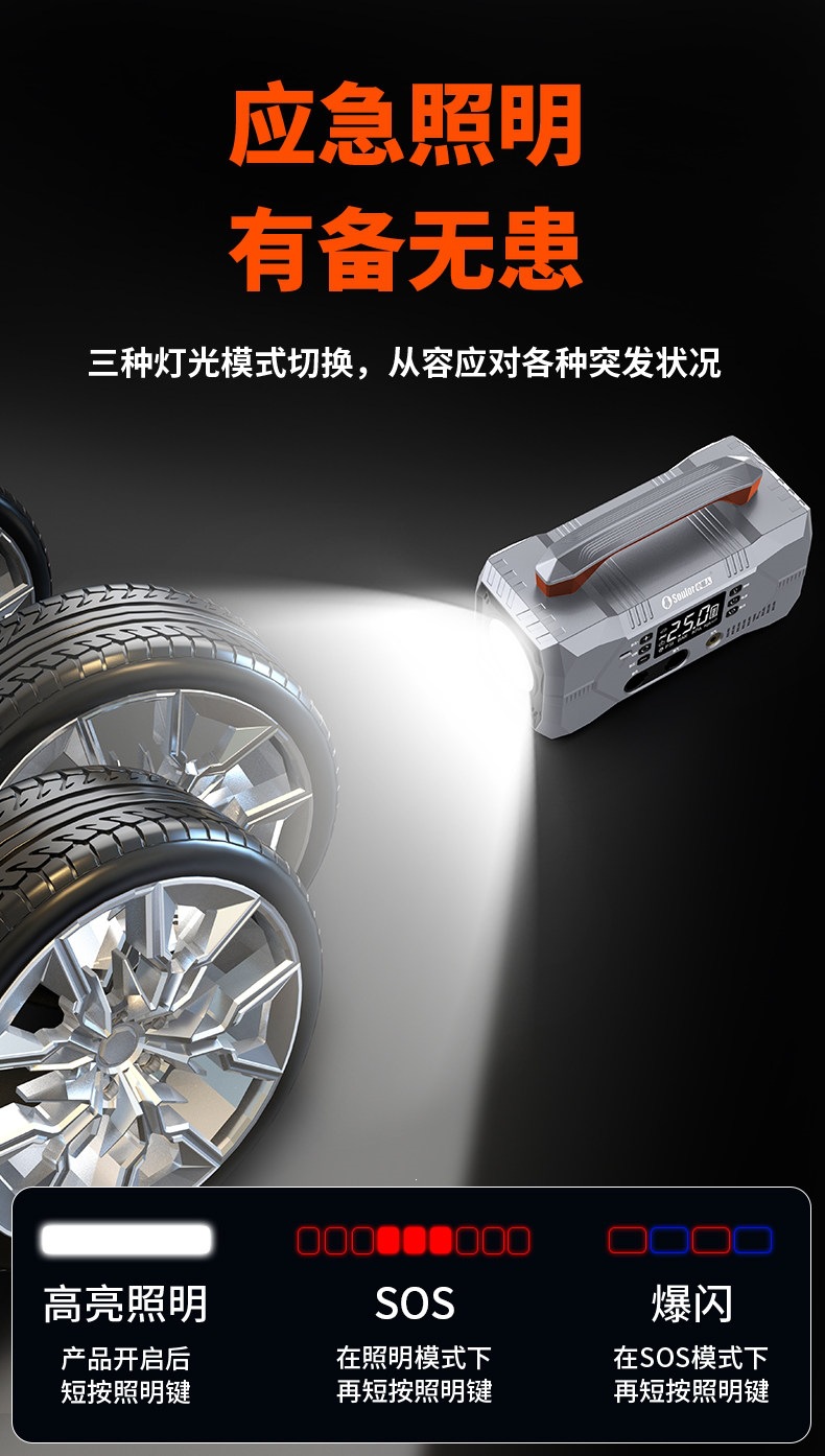 Multifunctional Car Emergency Jump Starter, Air Pump, Blower, Air Extractor, Battery Booster, and Ignition Tool
