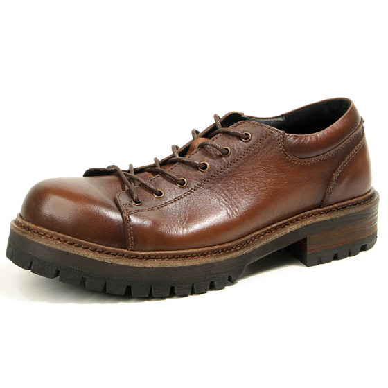 16-1 Vintage Horse Leather Round Toe Leather Shoes Hand-polished Color-worn Workwear Casual Men's Shoes