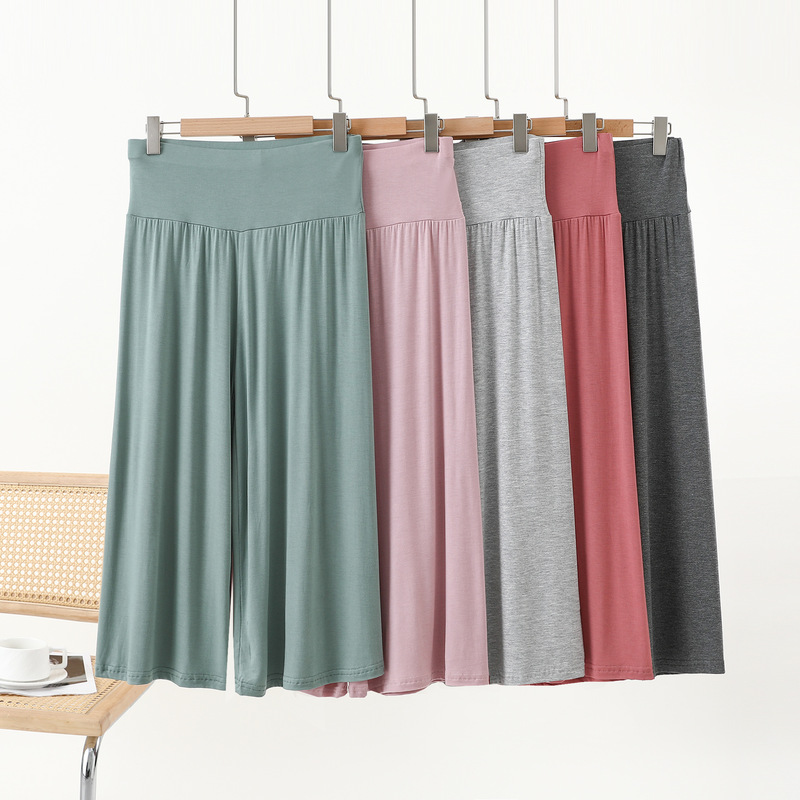 Summer New Modal plus size Loose Wide-leg Pants Casual All-match Pants Korean-style High Waist Slim Cropped Pants Summer New Modal plus size Loose Wide-leg Pants Casual All-match Pants Korean-style High Waist Slim Cropped Pants