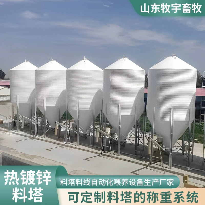 定制镀锌料仓自动化料线仓存储罐大容量猪舍饲料储存热镀锌料塔
