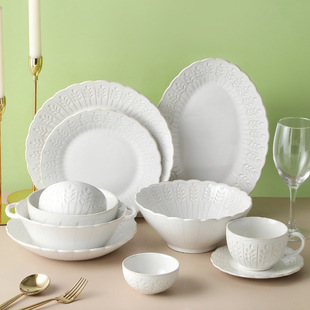 Light Luxury Embossed Tableware Bowl and Plate Set Spike Annual Series Square Plate Oval Simple Creative Home Rice Bowl