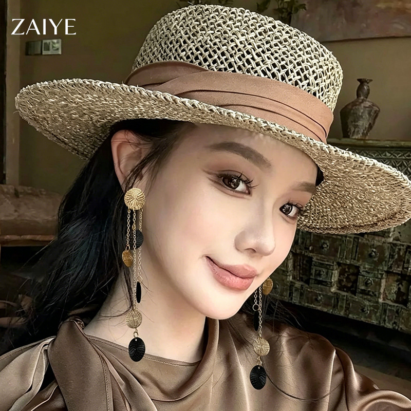 欧美INS法式复古圆盘流苏耳饰女小众设计气质百搭时尚耳环女耳坠