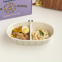 儿童分格餐盘食品级减脂餐分格盘陶瓷早餐盘分餐盘高颜值分食餐盘