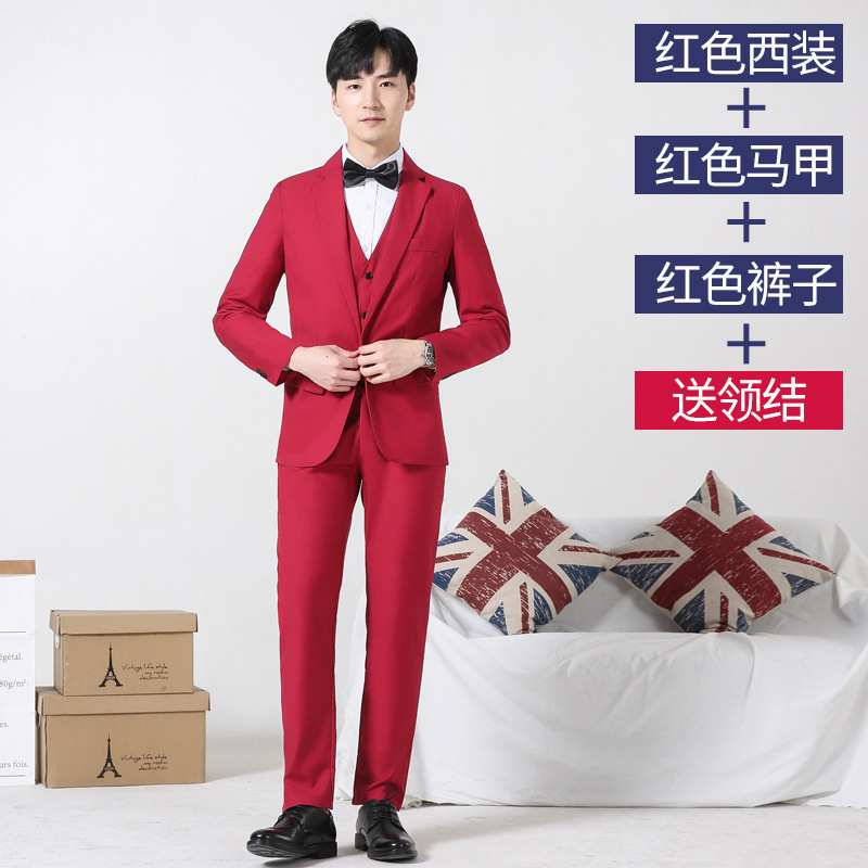Red suit + vest + pants comes with bow tie / M