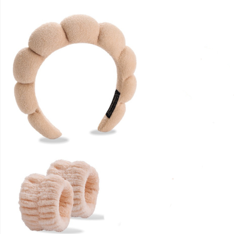 (초음파) 트위스트 헤어밴드 1개 + 손목 2개 - 카키 (19*18*3.5cm 78g) (소재에 따라 약간의 색상)