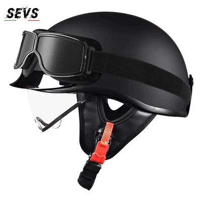Motosiklet kaskı (dəbilqə) – retro motorcycle helmet for men - semi-black-transparent-square-retro-mirror-m