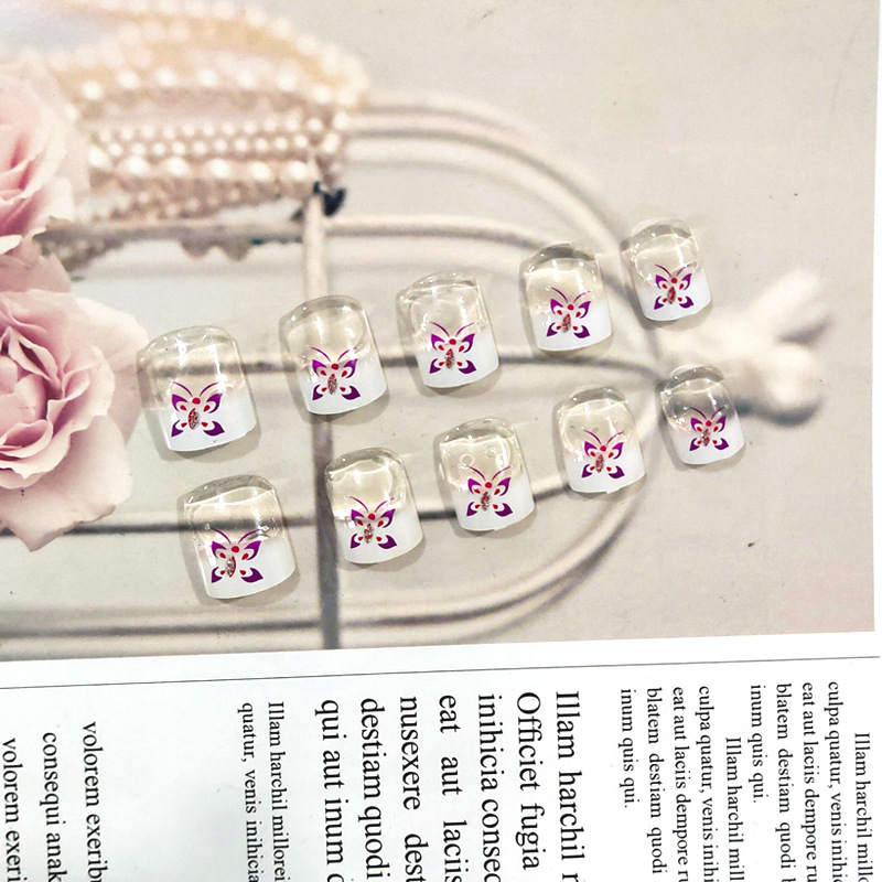 Elegante parche de manicura de moda púrpura, sombra de mariposa, decoración de uñas exquisitas, venta cruzada de uñas románticas. image 4