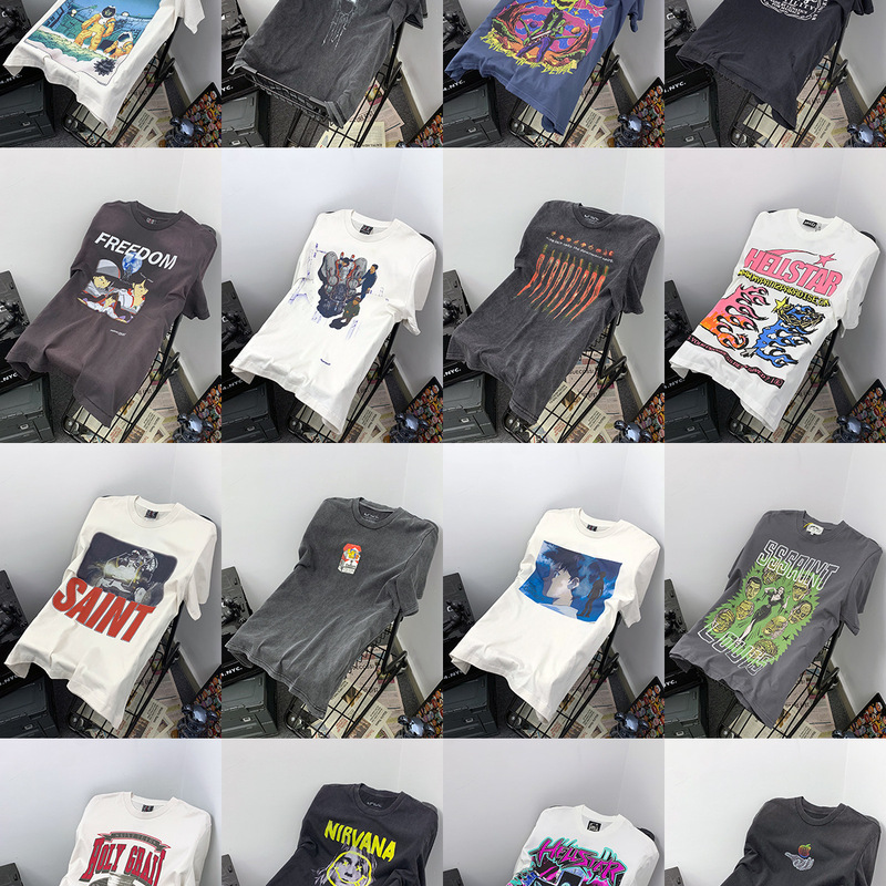 Saint Akeila Direct Print American Niche High Street Vintage Washed Old Vtg Loose Short-sleeved T-shirt for Men