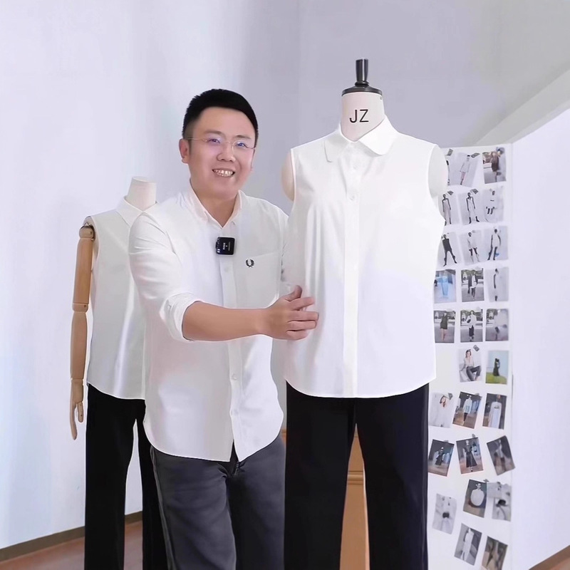 Cotton Sleeveless White Shirt for Women, Suitable for All Seasons, Can Be Worn as a Base Layer or Outerwear, Loose Shirt, Vest, Women's Ol Slimming Top