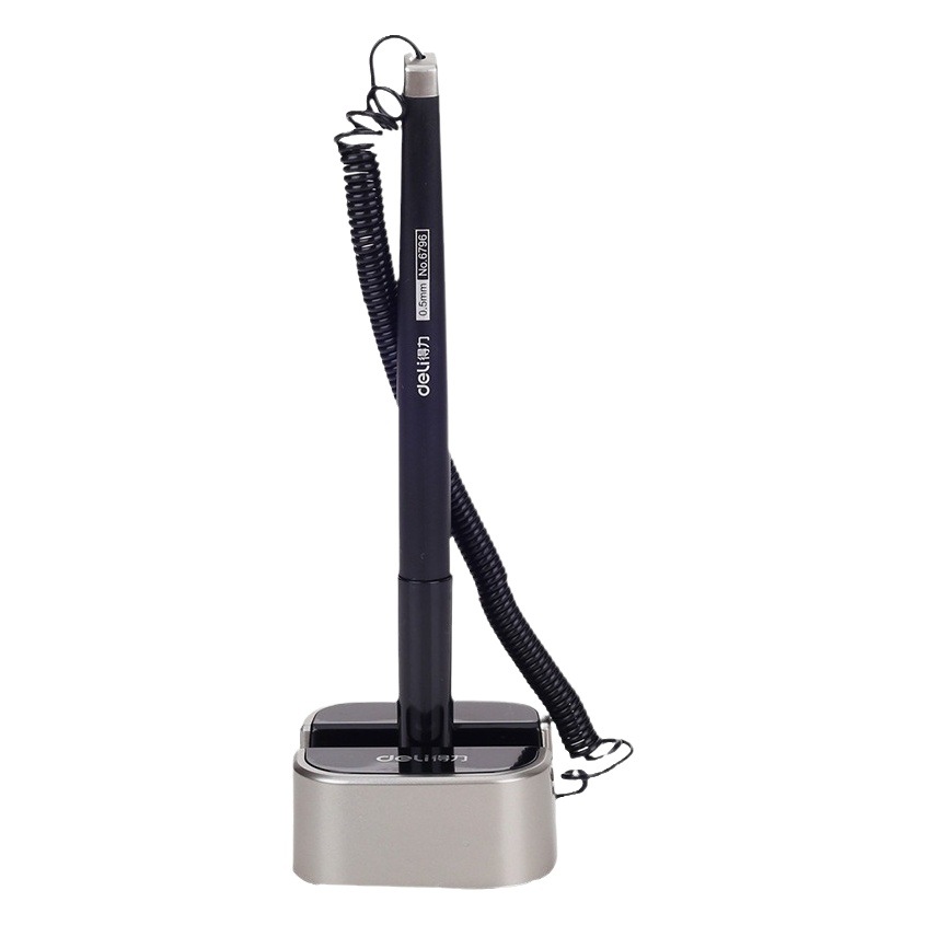 Deli 6796 pen gel pen office business water pen fixed signature pen office desktop bank bar with rope