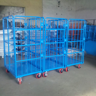 Supply various types of logistics trolley folding mute warehouse hand push mobile turnover cage car