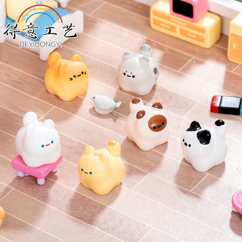 マイクロ風景クリエイティブかわいい子猫かわいい人形 diy 装飾アクセサリーミニデスクトップ車の装飾品|undefined