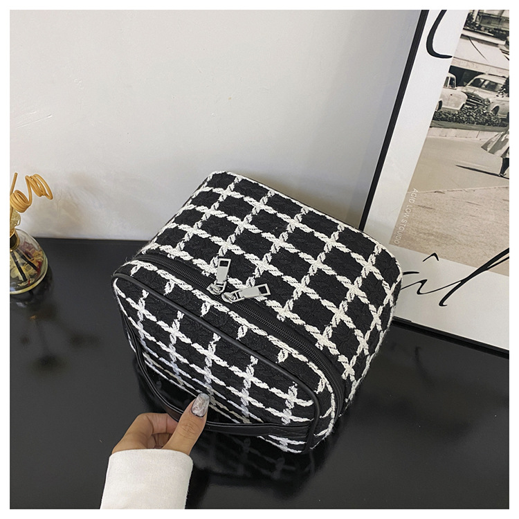 Nuevo maquillaje estilo Instagram para mujer, portátil, sencillo, de gran capacidad, de viaje de alta gama, artículos de tocador de gran tamaño, a cuadros_voghion.com