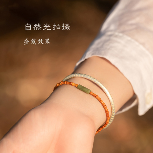 Ancient style olive stone cultural toy bracelet, high-end Mori girl bracelet, string bracelet, ethnic style jewelry, hand jewelry, internet celebrity