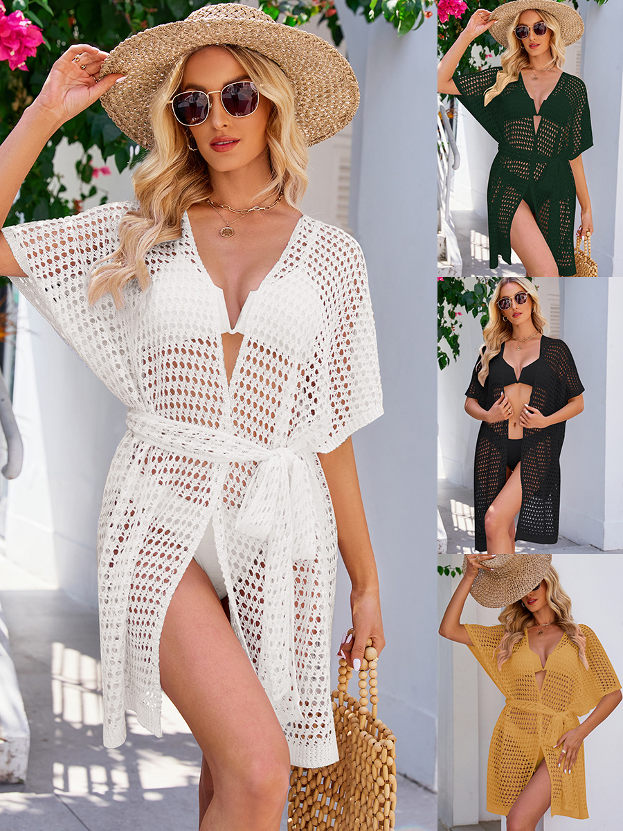 Transfronterizo 2024 primavera y verano nuevas mujeres de punto hueco cardigan Internet celebridad desgaste Yujie luz familiar vacaciones protección solar blusa