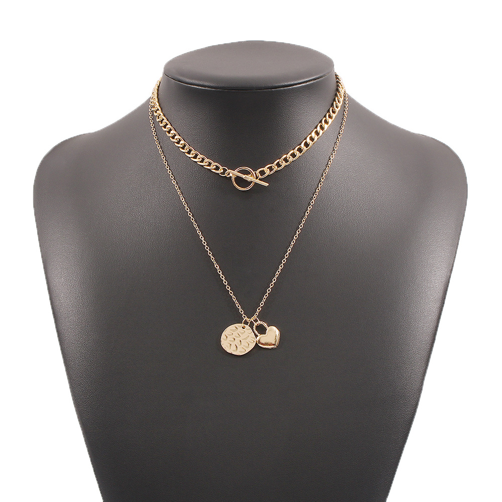 New Fashion Love Heart Round Multi-layer Alloy Simple Retro Necklace display picture 10