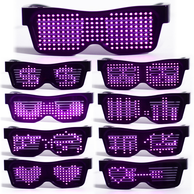 APP cambiante gafas luminosas 3D patrón dinámico alternando intermitente DIY gafas luminosas LED gafas luminosas