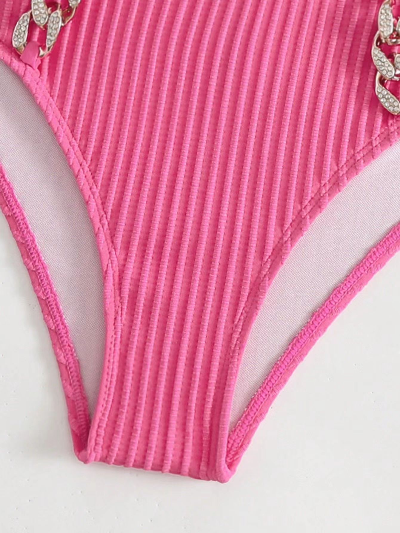 245g Weight Mid Waist Panties Waist Briefs Panties Style Halter Placket Type Bra&Panty Set Bra Category Nylon, Polyester Fabric Type 2 Pieces Set Quantity Swimming Pool, Beach Occasion Stripe, Solid Color Pattern Full Coverage Bra Cup Women's Gender Women's Stripe Solid Color 2 Pieces Set Bikinis Swimwear 4