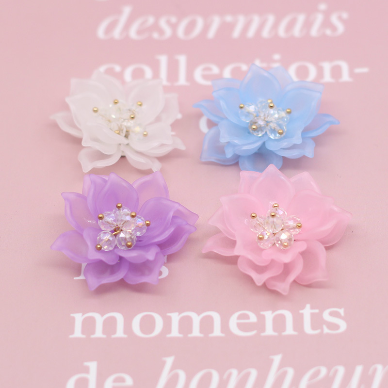 Double-layer acrylic frosted beaded flower lotus accessories Hanfu hairpin hair accessories DIY handmade jewelry material