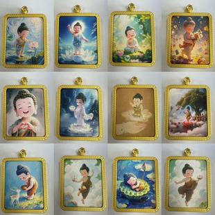 Thangka Gawa Box Pendant Semi-Hand Painted Gold Zakhiram Eight Guardian Foxes Fox Jewelry Pendant Wholesale