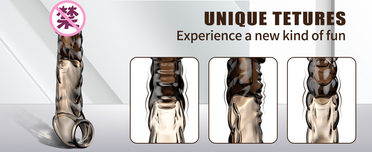 Vibrating Wolf-Tooth Delay Sleeve, Textured Lock-On Penis Extender for Couples — detail image 8
