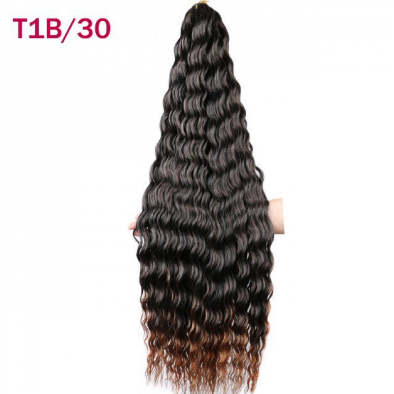 fibra de seda de alta temperatura pelucina de cabello de ganchillo cabello rizado onda profunda cabello Twist fibra de cabello trenzado