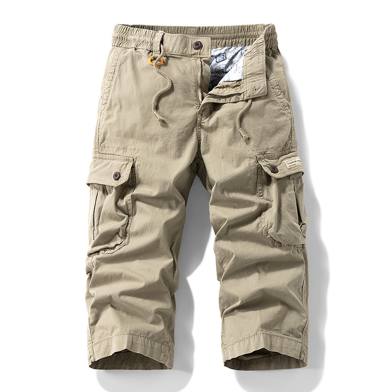 Summer New Cargo Pants Trendy Brand Men's Casual Loose Simple Versatile Men's Cropped Pants
