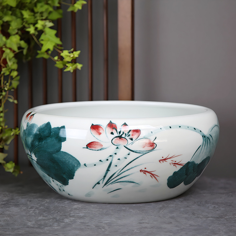 *金魚飼育用景徳鎮陶器大水槽、卸売亀鉢、水耕植物、睡蓮、蓮水槽、卓上飾り|undefined