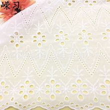 全棉精梳镂空绣花面料双边定位水溶棉布刺绣童装连衣裙花边面料