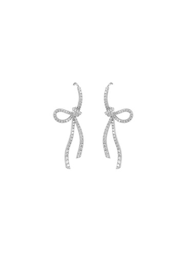 Full Diamond Bow Ribbon Earrings Korean Style High-end Light Luxurious Temperament Earrings Niche Design Versatile Earrings for Women