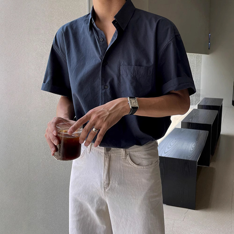 2025 high quality Pocket Shirt Men's Summer Thin Trendy Short-sleeved Shirt Design Sense Casual New Jacket