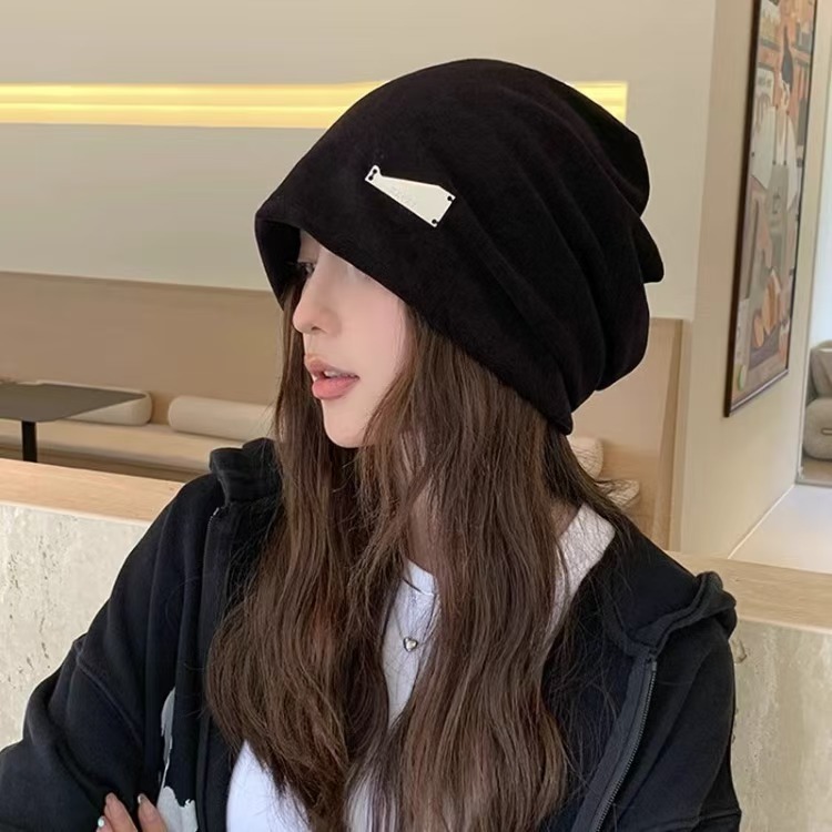 慵懒风堆堆帽子女5新大头围显脸小套头月子帽洋气包头帽冷帽|undefined