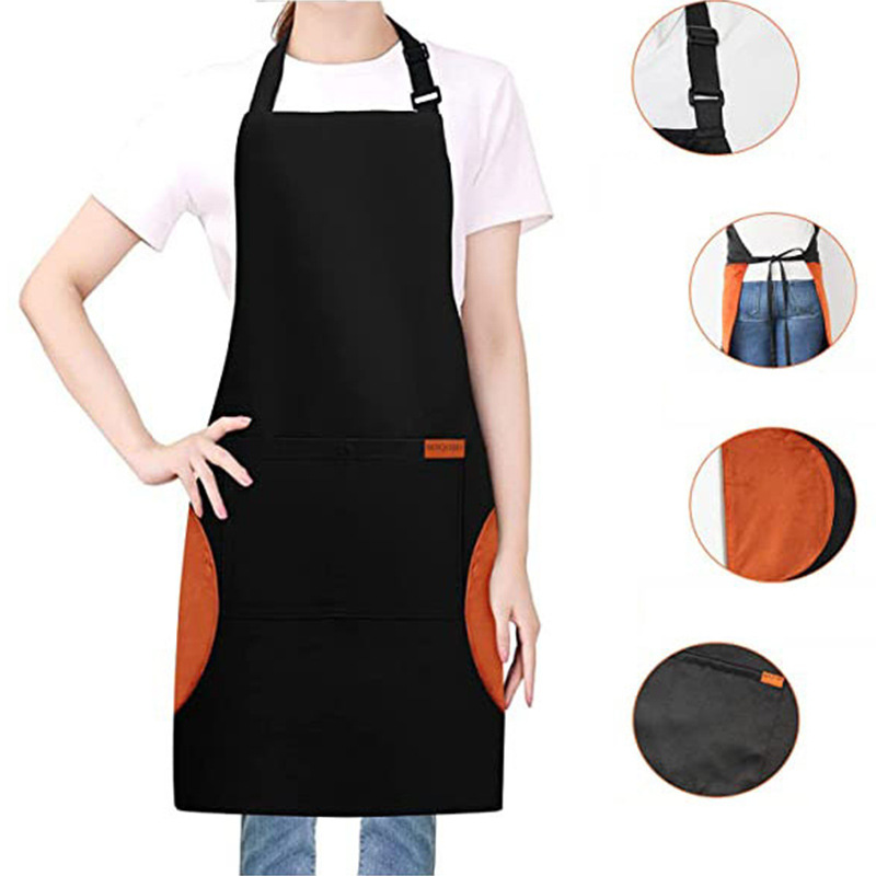 [Ventas directas de la fábrica] Delantal de mano borrable costura contraste color poliéster sin mangas sobretodo cocina delantal del Hogar Femenino