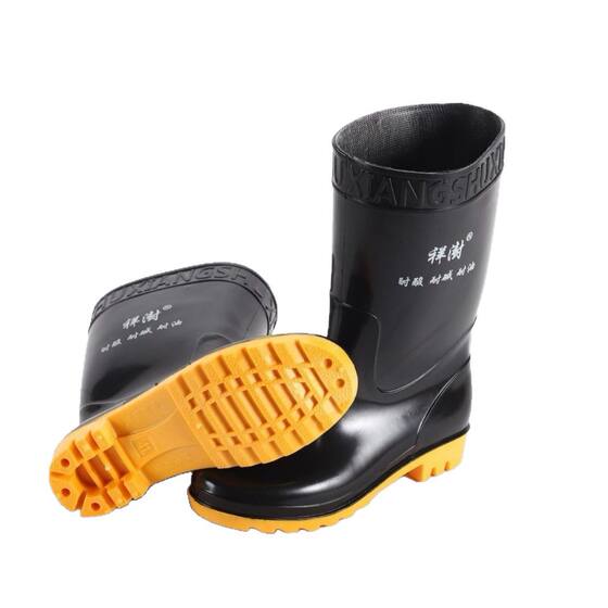 Factory direct men's water shoes PVC rubber shoes labor protection rain boots outdoor rain boots high tube three anti acid and alkali resistance
