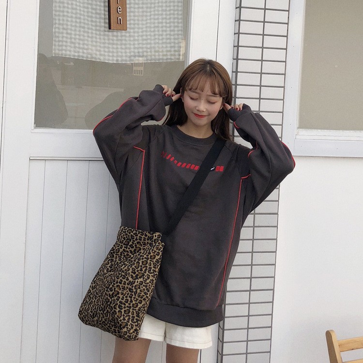 Bolso de lona con estampado de leopardo nuevo todo fósforo Corea del Sur elegante bolso de hombro retro para mujer bolsa de compras de una sola pieza de entrega