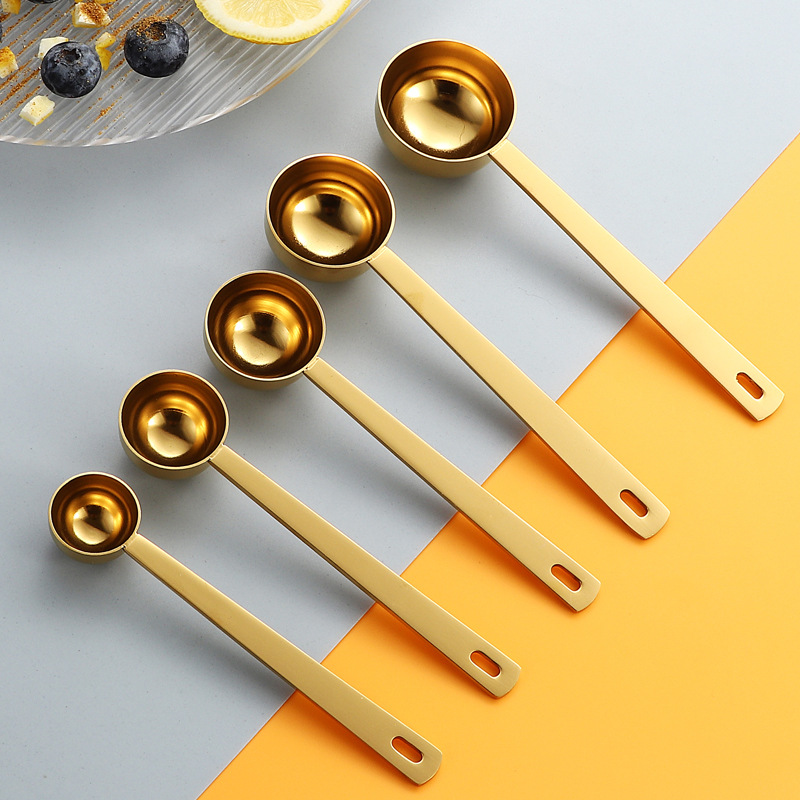 Cuchara medidora de acero inoxidable 304 transfronteriza 5ml a 30ml Cuchara medidora para hornear Cuchara de granos de café Cuchara de leche en polvo LOGO