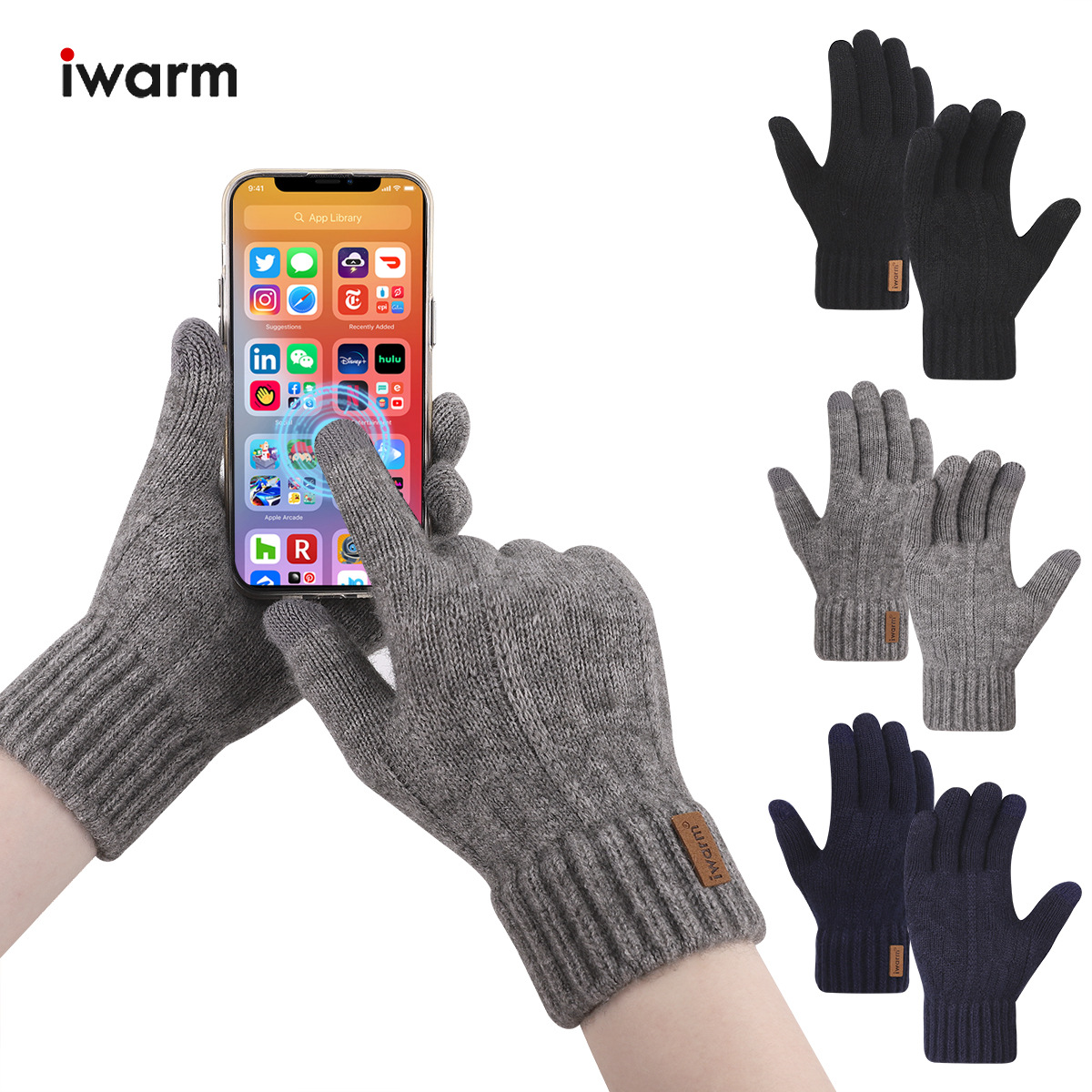 Gants chauds en tricot d'alpaga Gants tactiles froids pour hommes et femmes_voghion.com