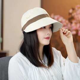 拼色大檐帽鸭舌帽女春夏韩版百搭遮阳可挂口罩显脸小可调节马术帽