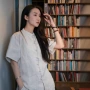 立领短袖男女同款衬衫