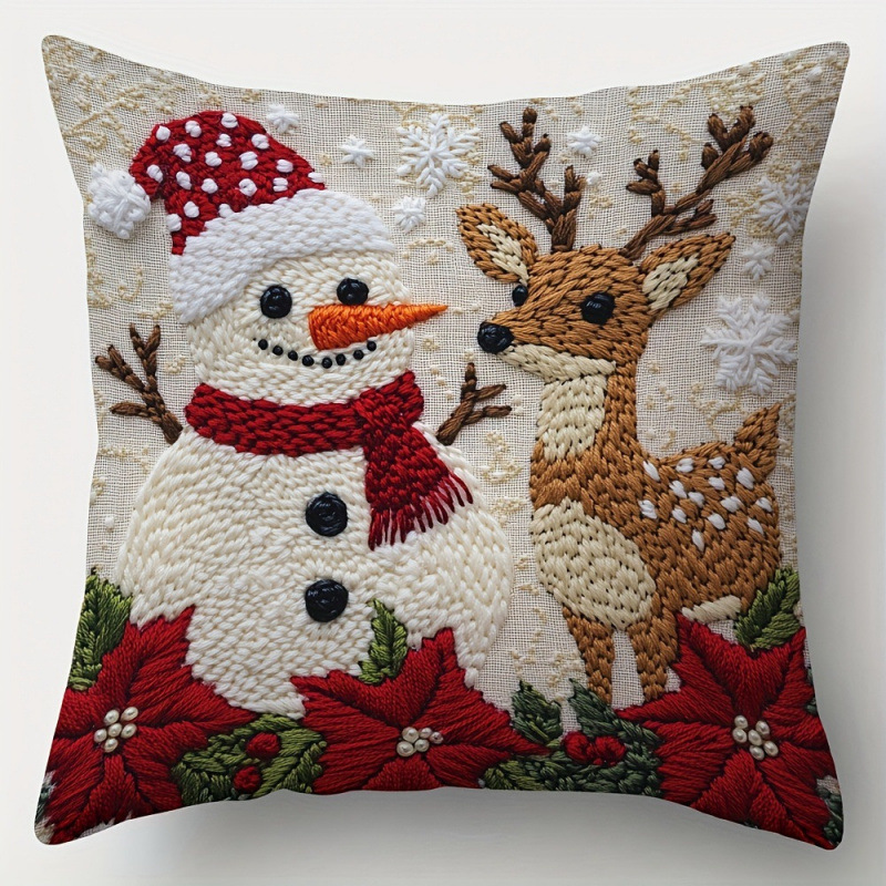 Navidad encontrada explosión abrazo funda de almohada festivales conejo alce decoración sofá atmósfera sensación de lino funda de cojín al por mayor image 14