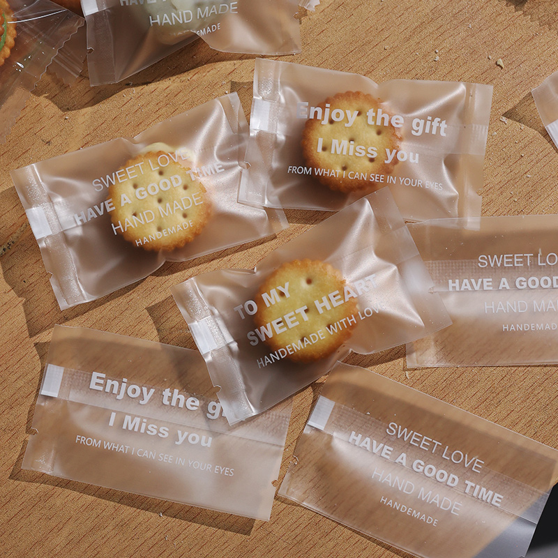 Botón de dibujos animados grueso galletas bolsas transparentes tortilla de nieve nougat horneado galletas de leche datilla sellado mini embalaje