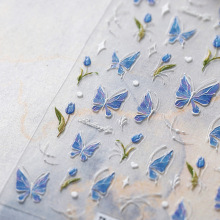 magico茉季铁素高级感蓝色蝴蝶美甲贴纸背胶甲贴TS-3696郁香蝶羽