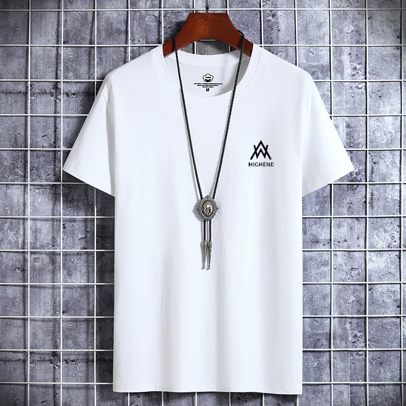 Nuevo 100% algodón camiseta de manga corta de los hombres de estilo coreano cuello redondo estudiante de media manga casual de moda de fondo Xinjiang algodón camiseta