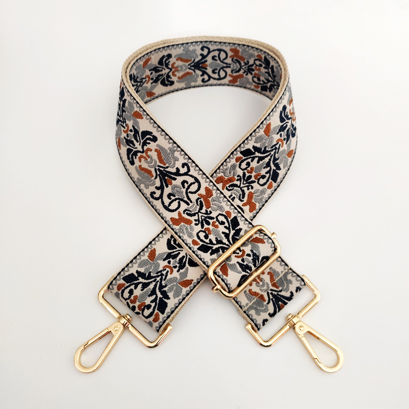 Flower Pattern Women'S Gender New Thick Color Ethnic Style Jacquard Wide Shoulder Strap Single Shoulder Crossbody Women Bag Accessories Long Strap Replacement Bag Strap