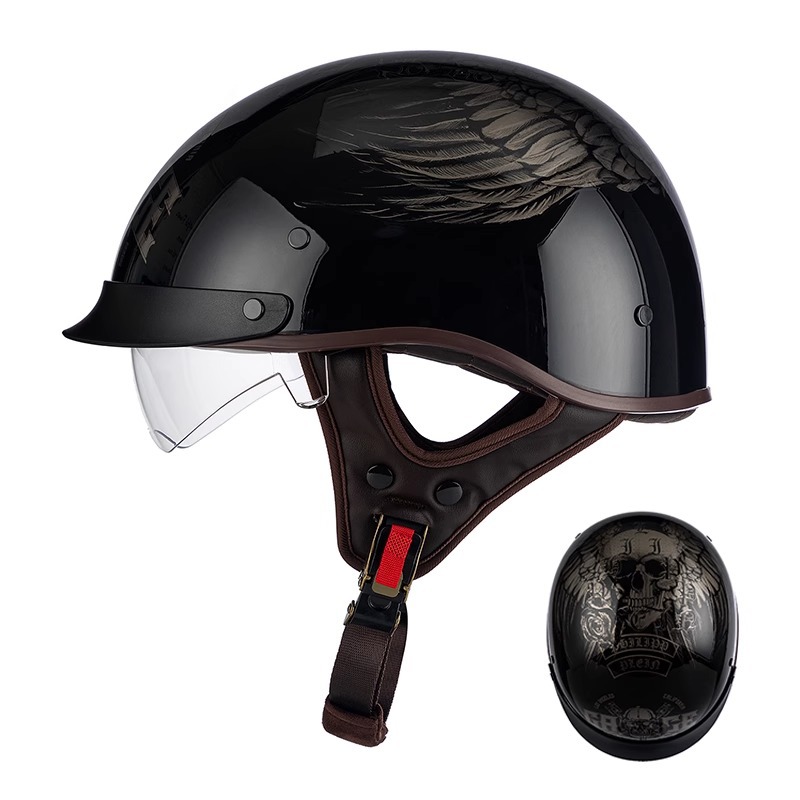 Casco de coche eléctrico transfronterizo del fabricante nuevo verano retro Harley motocicleta medio casco 3C certificado hombres y mujeres del mismo estilo