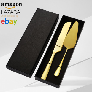 Cross-border Amazon Stainless Steel Cake Knife Shovel 2 pce suit Pizza Cheese Bread Knife Cake Shovel Baking suit
